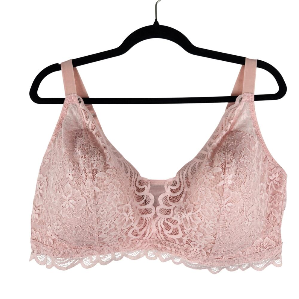 BALI Pink Lace Wireless Padded Bra Women's 3X
